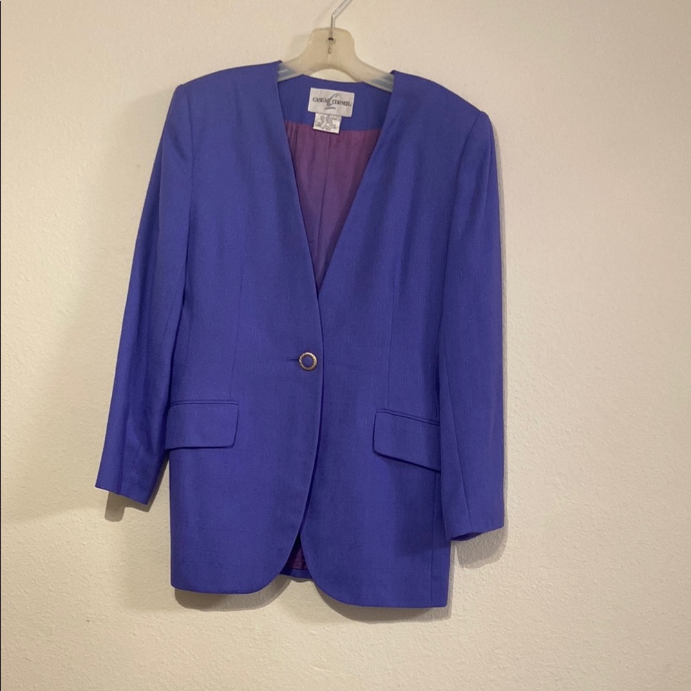 Vintage and Casual Corner Women's Blue Blazer and Skirt Set